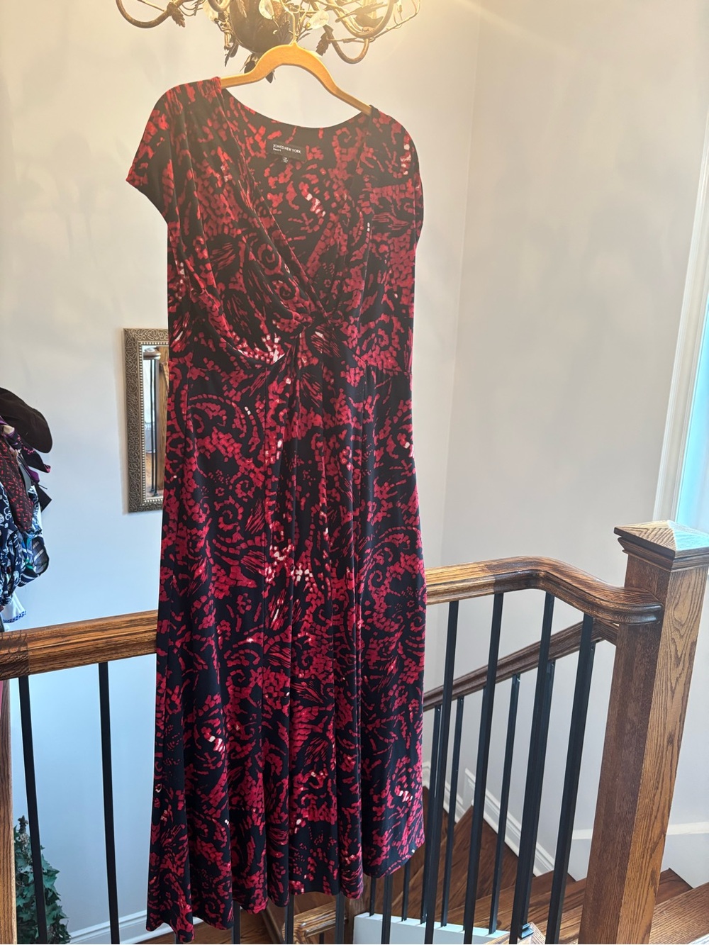 Jones New York Black and Red Printed Maxi Dress